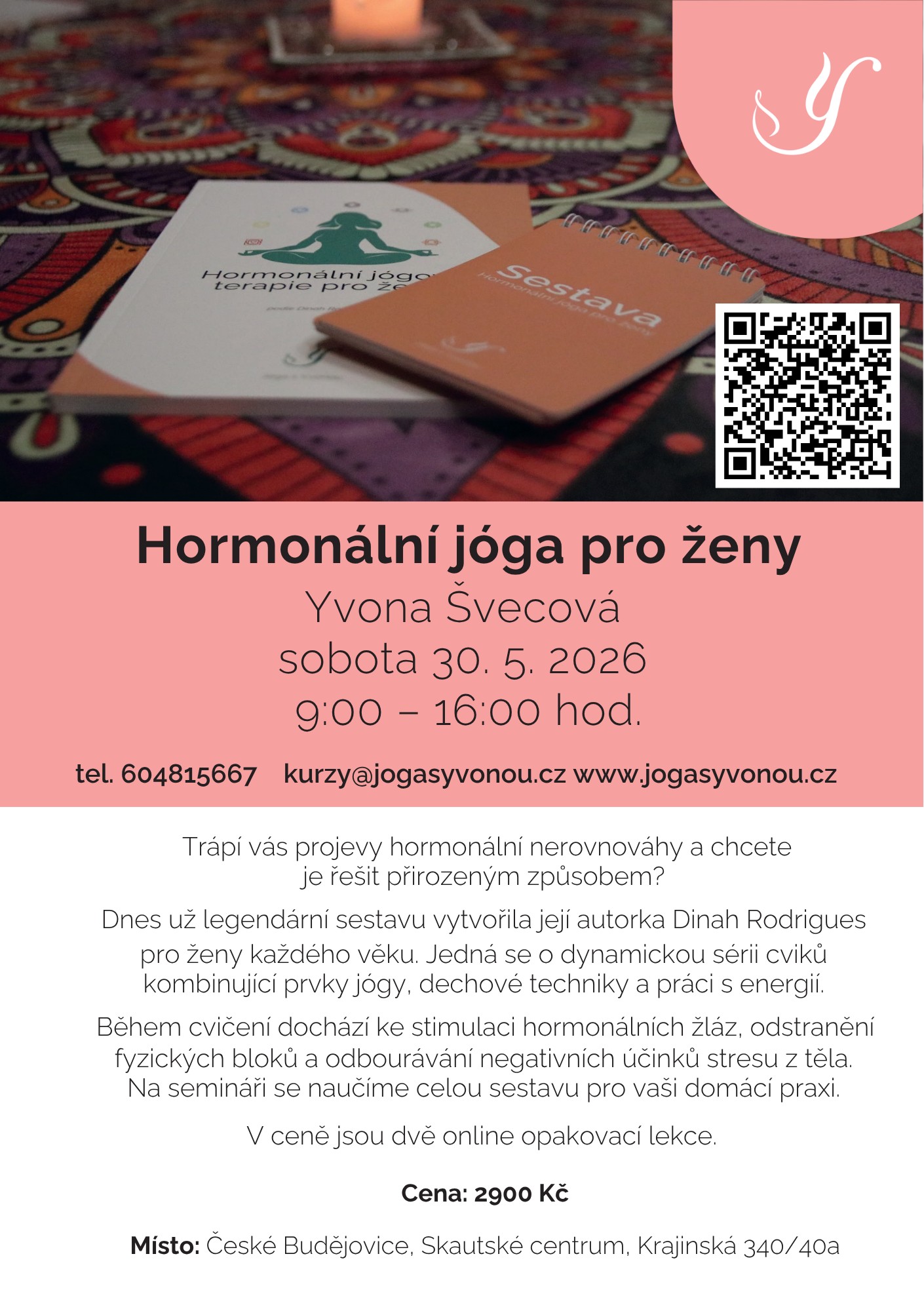 HORMONÁLNÍ JÓGA s YVONOU - pro ženy, jednodenní